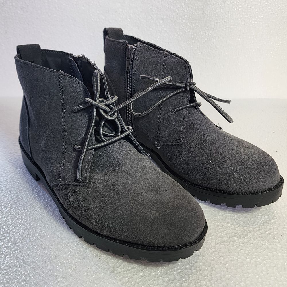 The TOG Shop Women's Gray Suede Chukka Boots with Side Zip